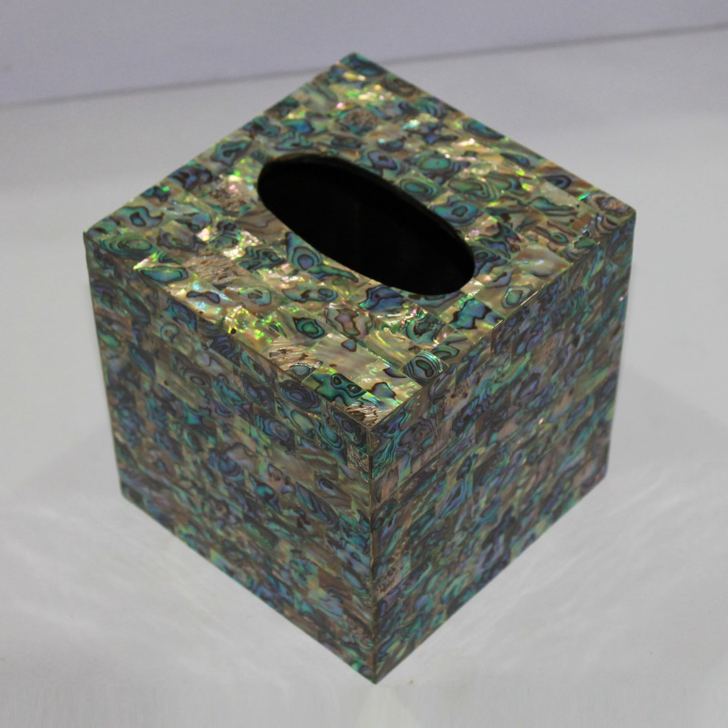 Opulent Homes Green Mother of Pearl Tissue Box 666