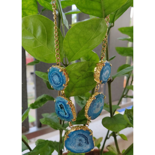 Opulent Homes Agate Necklace Sea blue