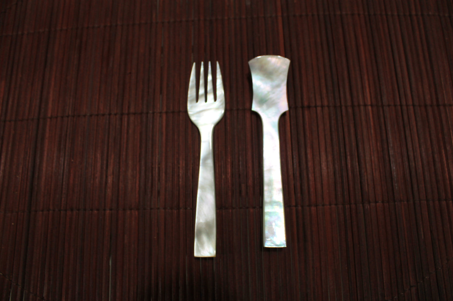 Opulent Homes Mother of Pearl Spoon and Fork.