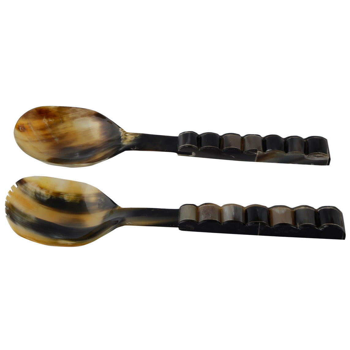 Opulent Homes Serving Spoon Horn zigzag Handle set of 2