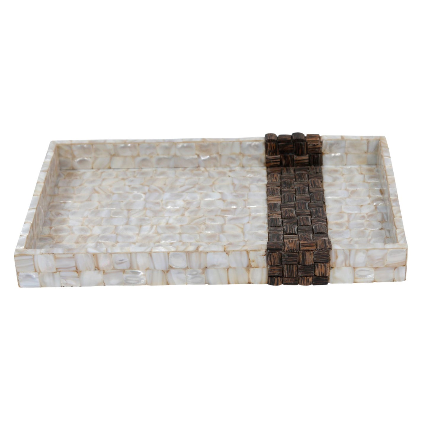 Opulent Homes White Mother of Pearl Taadiwood Tray S127