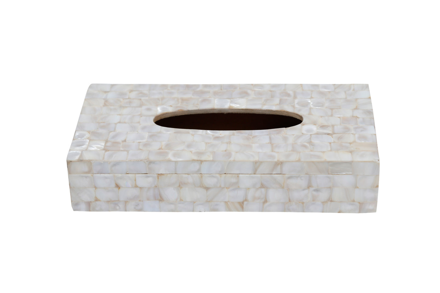 Opulent Homes White Mother Of Pearl Tissue Box 1052