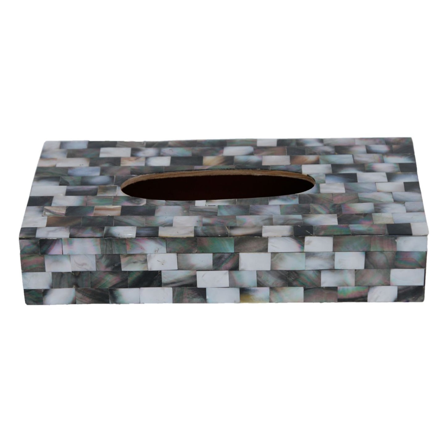 Opulent Homes Black Mother of Pearl Tissue Box 1052