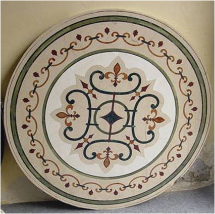 Stone Plus India Marble Inlay Floor Medallion Red Scallops