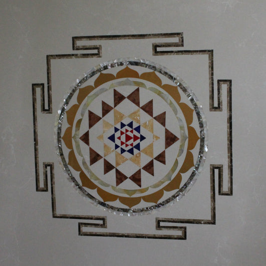 Stone Plus India Marble Inlay Mandir Mural - Laxmi Yantra